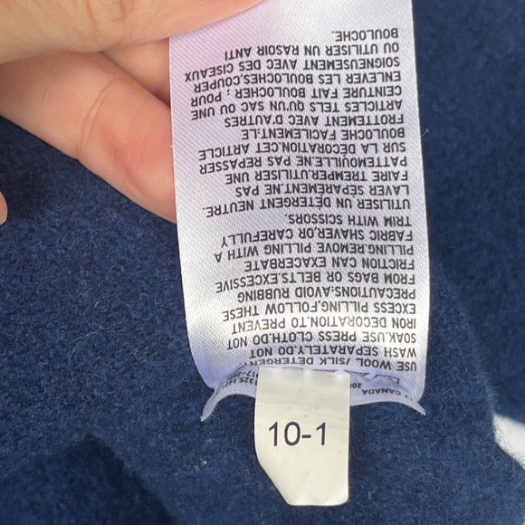 ANYA HINDMARCH UNIQLO Lambswool Crew Neck Sweater Kids Size 5-6, Navy Blue, EUC - Picture 8 of 11